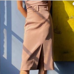 Aritzia by Babaton Bramble Belted Midi Pencil Skirt Mauve Size 2